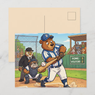 Kartenbär spielt Baseball Feiertagspostkarte