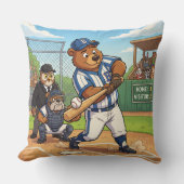 Kartenbär spielt Baseball Kissen (Vorderseite)