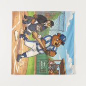 Kartenbär spielt Baseball Wandteppich (Vorderseite (Horizontal))