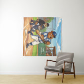 Kartenbär spielt Baseball Wandteppich (Beispiel (Horizontal))