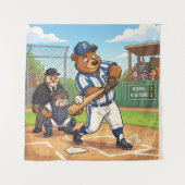 Kartenbär spielt Baseball Wandteppich (Vorderseite)
