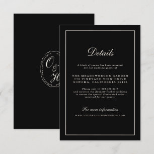 Kartenbeilage mit Details zur Black-Tie-Hochzeit Begleitkarte