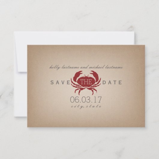Kartenbestand Inspirierte Crab-Hochzeit speichern Save The Date (Vorderseite)
