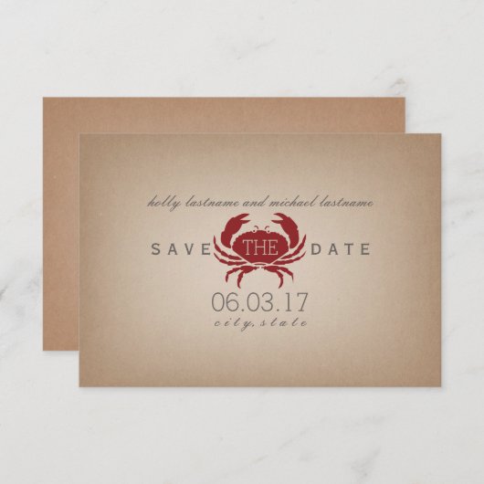 Kartenbestand Inspirierte Crab-Hochzeit speichern Save The Date (Vorne/Hinten)