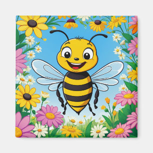 Kartenbiene Bunte Blumen Magnet