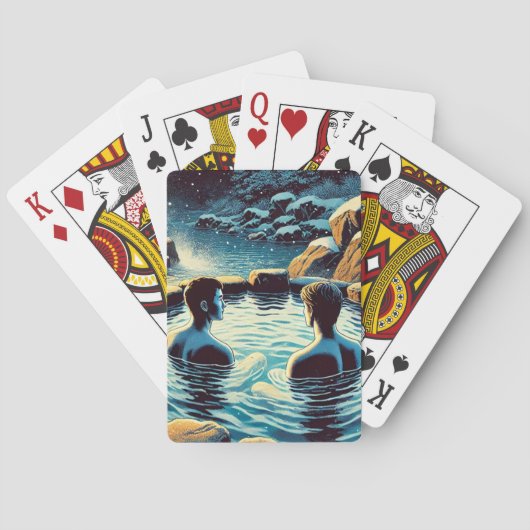 Kartendecke - Junge Männer in Onsen Spielkarten (Rückseite)