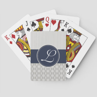 Kartendecke, Navy Gray Muster für das Monogramm Spielkarten