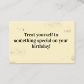 Karteneinlage - Geburtstagsnachricht - Leckerei Si Visitenkarte (Vorderseite)