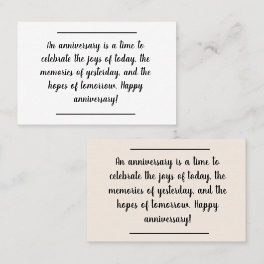 Karteneinlage - Jubiläumswünsche Visitenkarte (Vorne/Hinten)