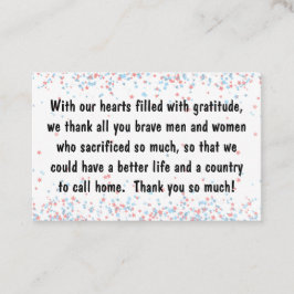 Karteneinsatz - Veteran Day/Patiotic Birthday Visitenkarte