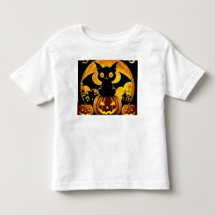 Kartenfledermaus und Kürbisse unter Vollmond Kleinkind T-shirt