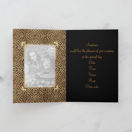 Kartengrüße Schwarzes Tier Print Event-Foto Einladung (Innenseite)