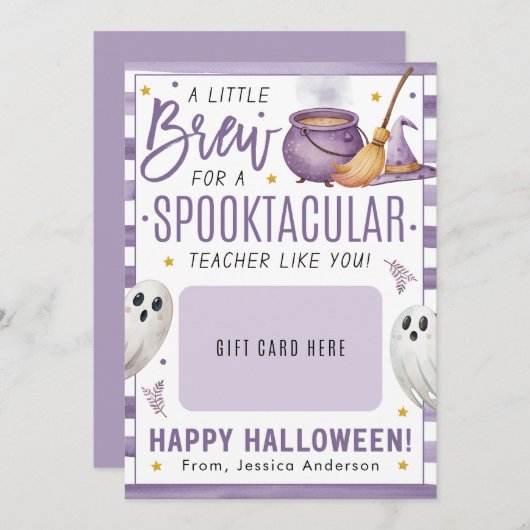 Kartenhalter für Herbst-Lehrer Halloween-Kaffeekar Einladung (Vorne/Hinten)