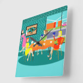 Kartenhalterung für Frauen Quadratische Wanduhr (Winkel)