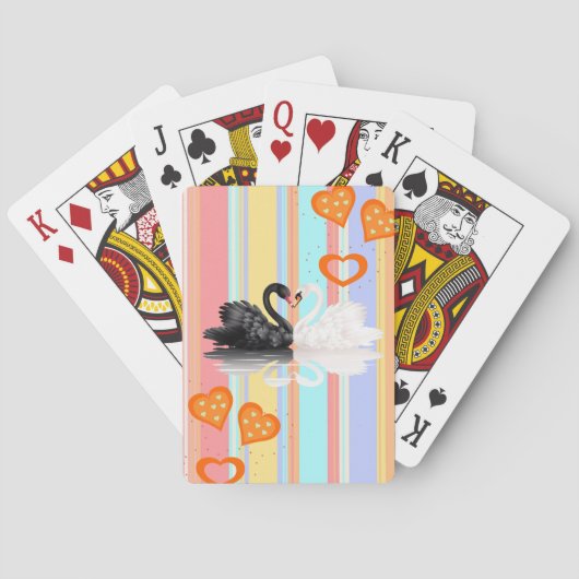 Kartenhalterung Streifen Orange Hearts Swans spiel Spielkarten (Rückseite)