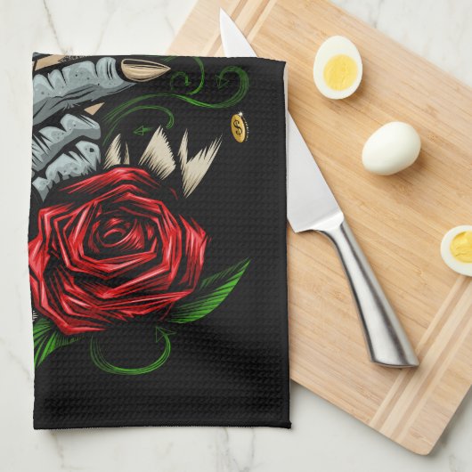 Kartenhand Geschirrtuch (Viertel Falte)