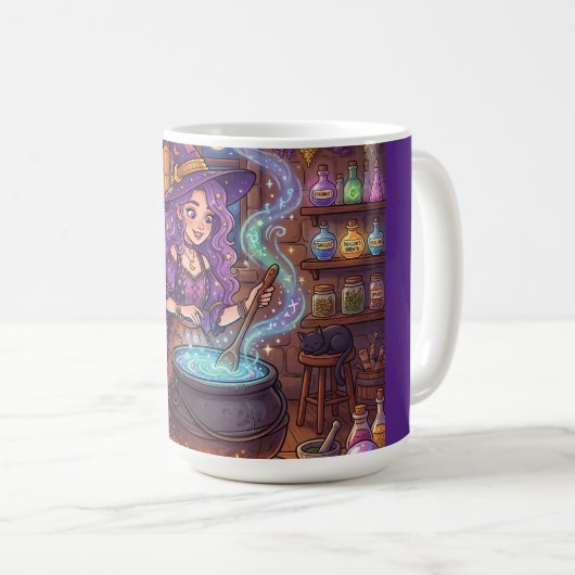 Kartenhexe, die Liebespotion herstellt Kaffeetasse (VorderseiteRechts)