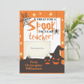 Karteninhaber des Halloween-Lehrers Feiertagskarte (Stehend Vorderseite)