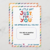 Karteninhaber des Lehrers für Sie Feiertagskarte (Vorne/Hinten)