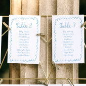 Kartenkarte mit weißlicher Hand, hellblau gestrich Tischnummer