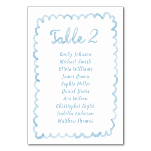 Kartenkarte mit weißlicher Hand, hellblau gestrich Tischnummer (Vorderseite)