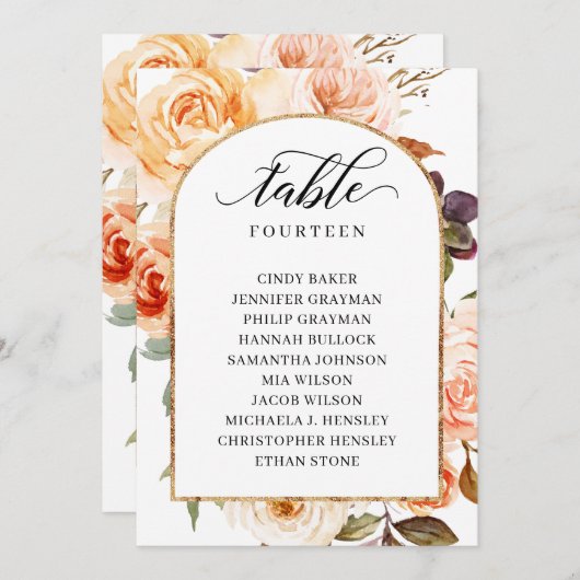 Kartenkarten für die Tischnummer im Herbst (Vorne/Hinten)