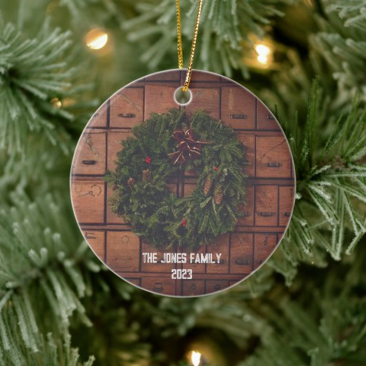 Kartenkatalog mit Kranz - Personalisieren Keramik Ornament (Baum)