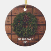 Kartenkatalog mit Kranz - Personalisieren Keramik Ornament (Vorne)