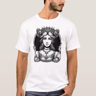 Kartenkönigin - monochrome Illustration T-Shirt