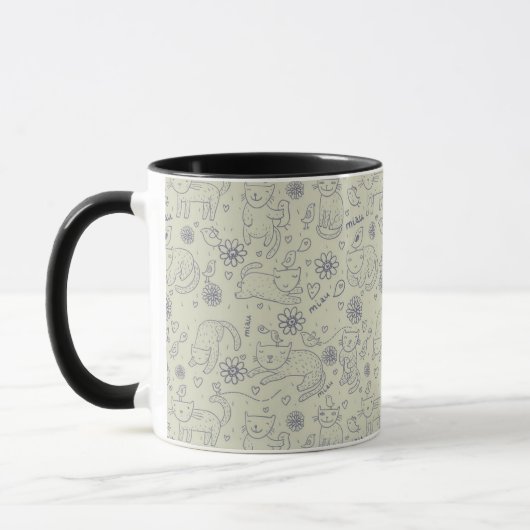 Kartenmuster mit lustigen Katzen Tasse (Links)