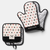 Kartenmuster Ofenhandschuh & Topflappen-Set (Vorderseite/Rückseite)