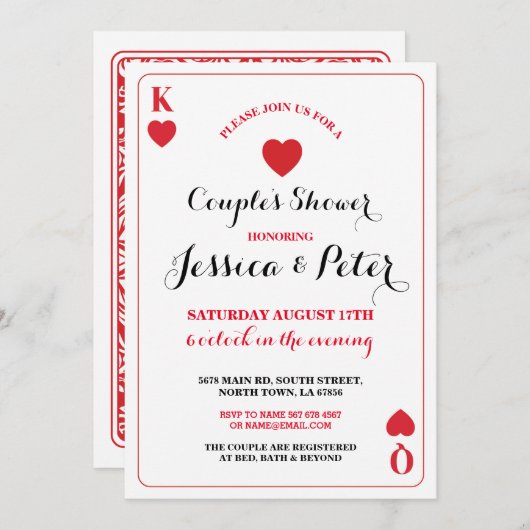 Kartenpaare King Queen Las Vegas Einladung (Vorne/Hinten)