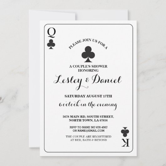 Kartenpaare Verlobung Ace Vegas Spade Einladung (Vorderseite)