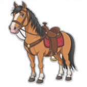 Kartenpferd mit Sattel und Zügeln Aufkleber (Vorderseite)