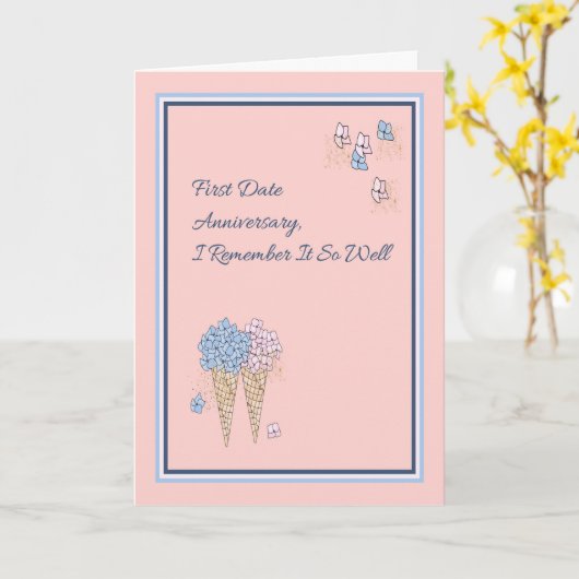 Kartenpfirsich für das erste Datum mit Blume Cone Karte (Gelbe Blume)