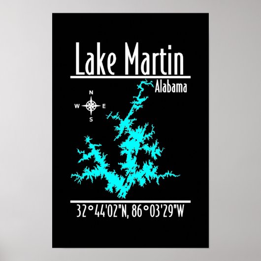 Kartenposter Lake Martin Alabama Poster (Vorne)