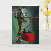 Kartenruhestand Dream Fischerboot Motor Red Tank Karte (Gelbe Blume)