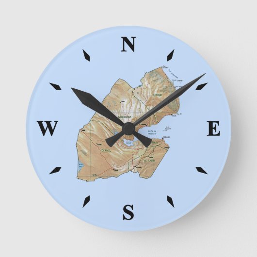 Kartenschalter Djibouti Runde Wanduhr (Vorderseite)
