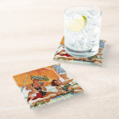 Kartenspiel am Strand durch Alex Ross Glasuntersetzer (Schrägansicht)