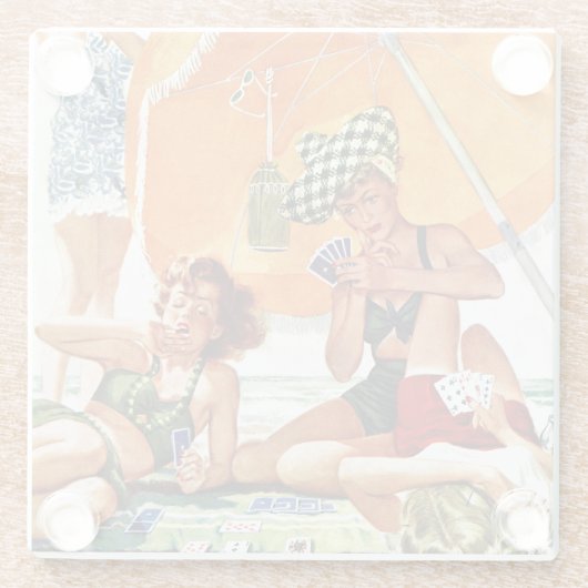 Kartenspiel am Strand durch Alex Ross Glasuntersetzer (Rückseite)