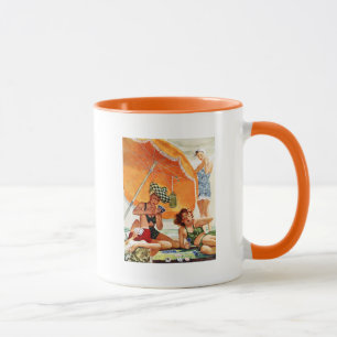 Kartenspiel am Strand durch Alex Ross Tasse