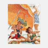 Kartenspiel am Strand von Alex Ross Fleecedecke (Vorderseite)
