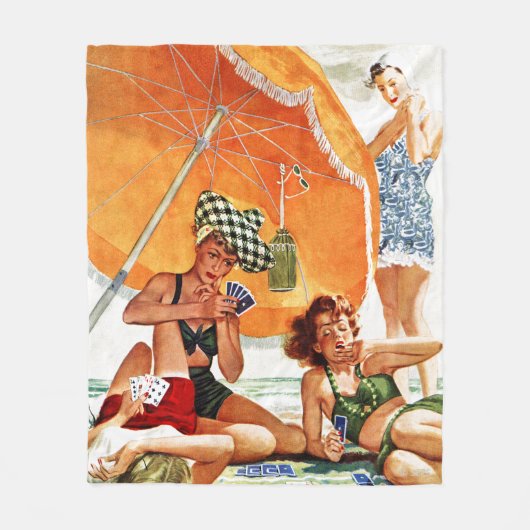 Kartenspiel am Strand von Alex Ross Fleecedecke (Vorderseite)