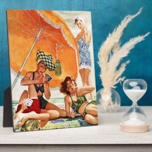 Kartenspiel am Strand von Alex Ross Fotoplatte