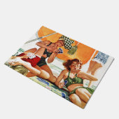 Kartenspiel am Strand von Alex Ross Fußmatte (Schrägansicht)