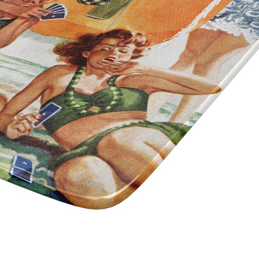 Kartenspiel am Strand von Alex Ross Schneidebrett (Ecke)