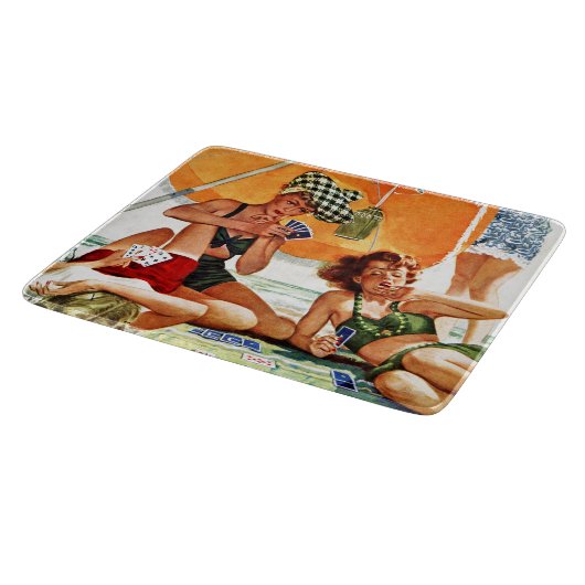 Kartenspiel am Strand von Alex Ross Schneidebrett (Ecke)