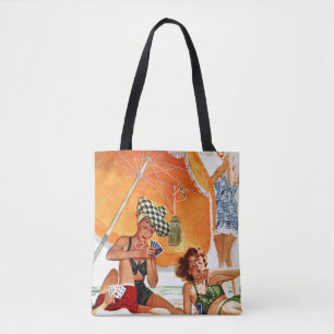 Kartenspiel am Strand von Alex Ross Tasche