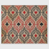 Kartenspiel-Anzug und Rollen auf Tan Geschenkpapier (Flach)