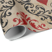 Kartenspiel-Anzug und Rollen auf Tan Geschenkpapier (Rolleneckpunkt)